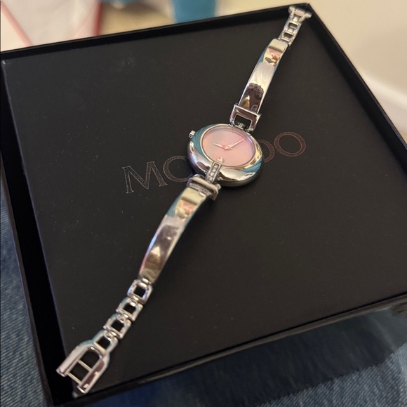 Movado Women’s Quartz Watch Bangle Pink & Silver - Picture 2 of 8